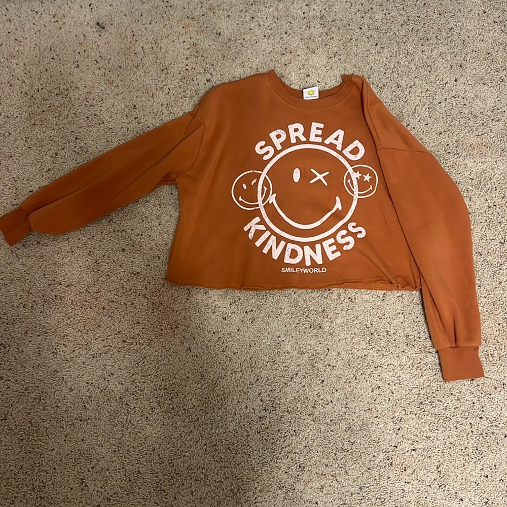 Spread Kindness crop top sweatshirt from Target Burnt Orange color